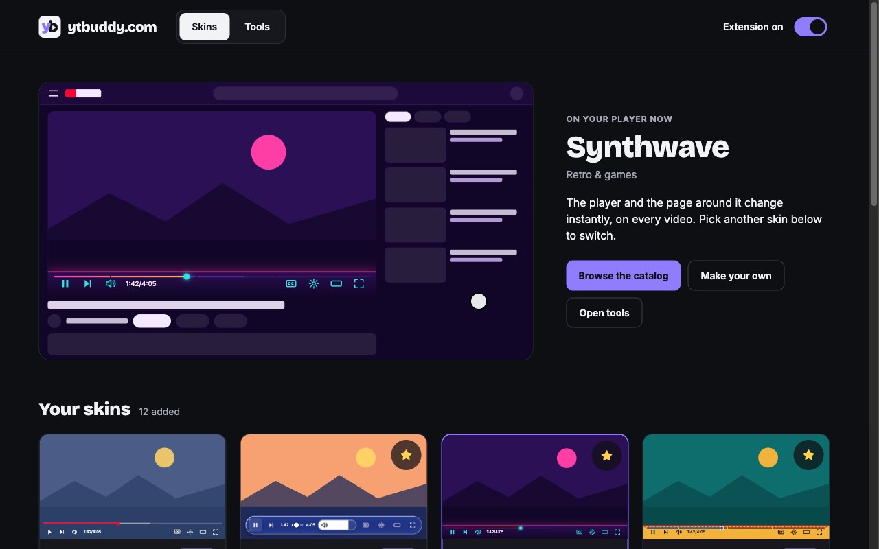 ytbud Skins page